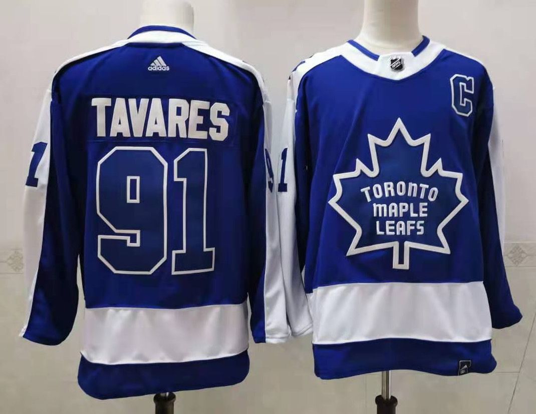 Men Toronto Maple Leafs #91 Tavares Throwback Authentic Stitched 2020 Adidias NHL Jersey